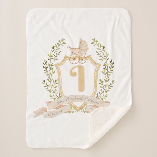 Baby Carriage Monogram "I" Nursery  Baby Blanket (Front)