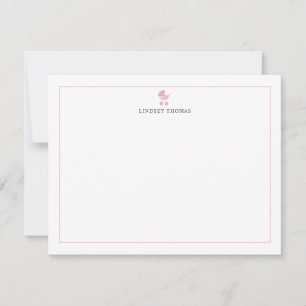 Baby Carriage Pink Border Personalized Stationery Note Card