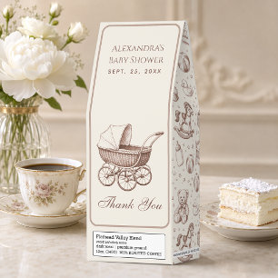 Baby Carriage Sepia Brown Vintage Toys Baby Shower Roasted Coffee