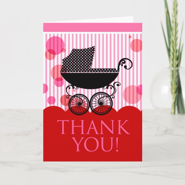 Baby Carriage Thank You (red pink) (Front)