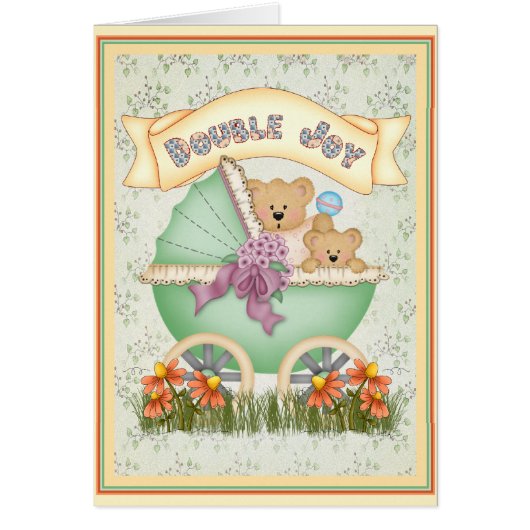Baby Carriage Twins Cards (Front)