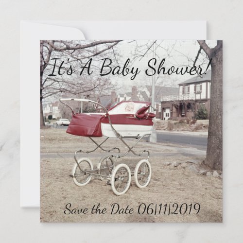 Baby Carriage Vintage Buggy Picture Outside Pram Save The Date