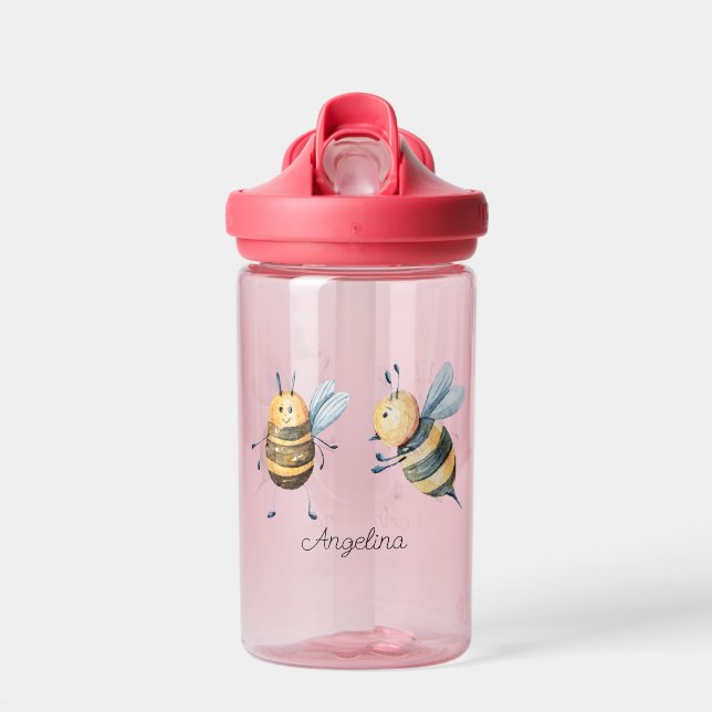 Baby Cartoon Bees Personalized  Water Bottle (Front)
