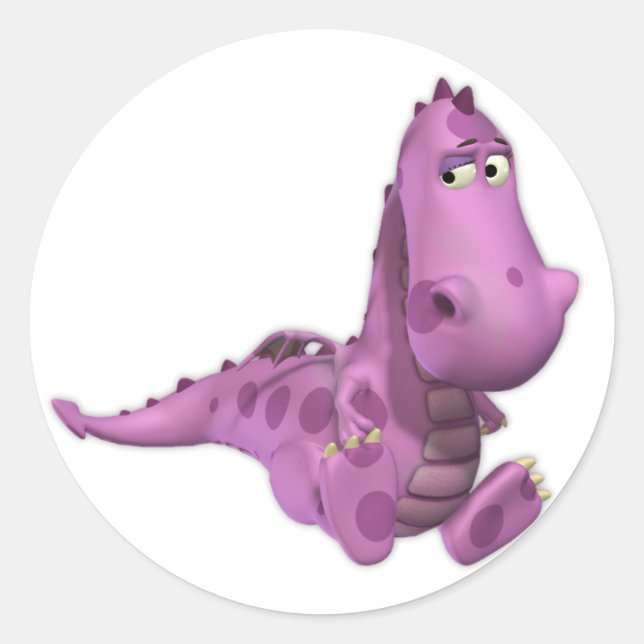 Baby Cartoon Dragons: Smoky Classic Round Sticker (Front)
