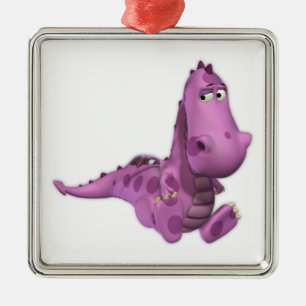 Baby Cartoon Dragons: Smoky Metal Ornament