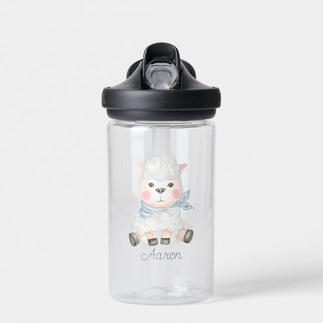 Baby Cartoon Lamb Personalized   Water Bottle (Front)