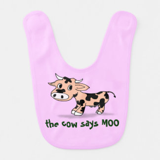 Baby Cartoon Moo Cow, farm animal sounds Bib