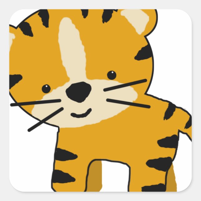 Baby Cartoon Tiger Boy Square Sticker (Front)