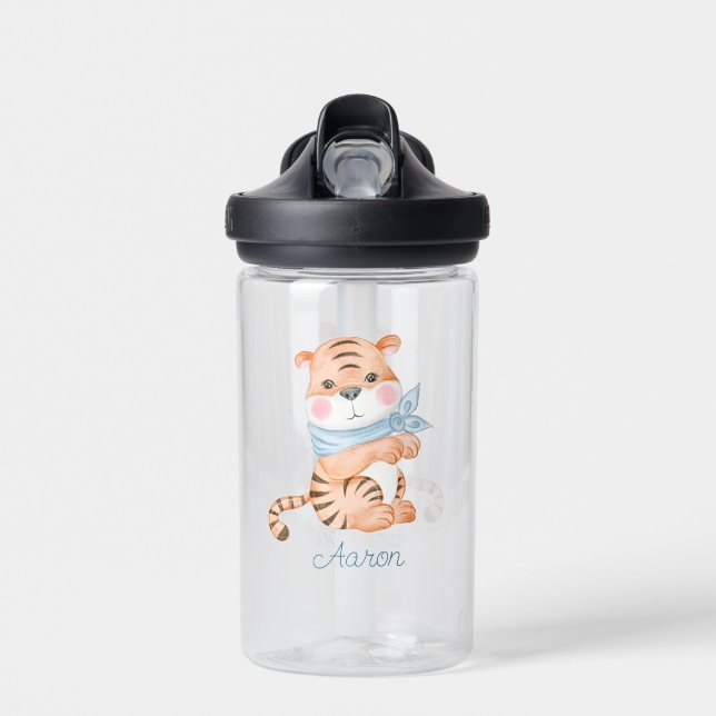 Baby Cartoon Tiger Personalized  Water Bottle (Front)