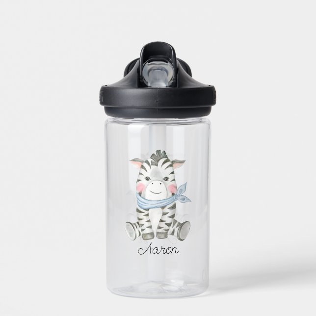 Baby Cartoon Zebra Personalized   Water Bottle (Front)