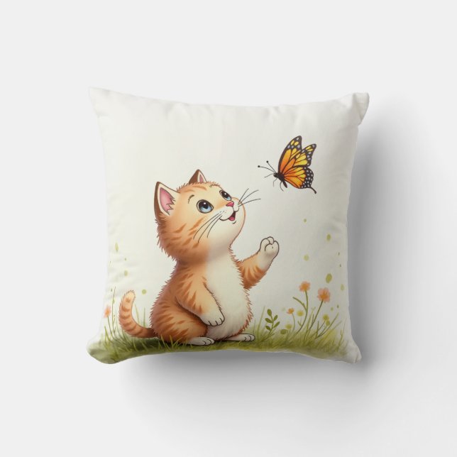 Baby cat and butterfly cushion (Front)