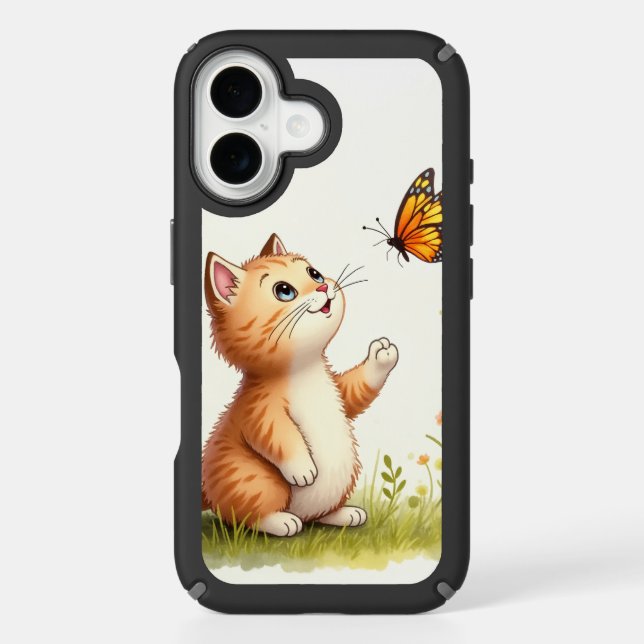 Baby cat and butterfly speck iPhone case (Front)