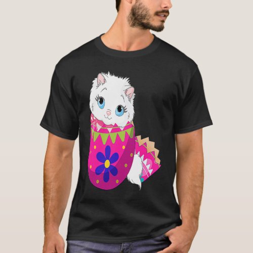 Baby Cat Hatching From Easter Egg Easter Day T-Shirt