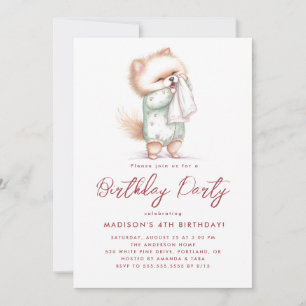 Baby Cat In Pajamas Birthday Party  Invitation