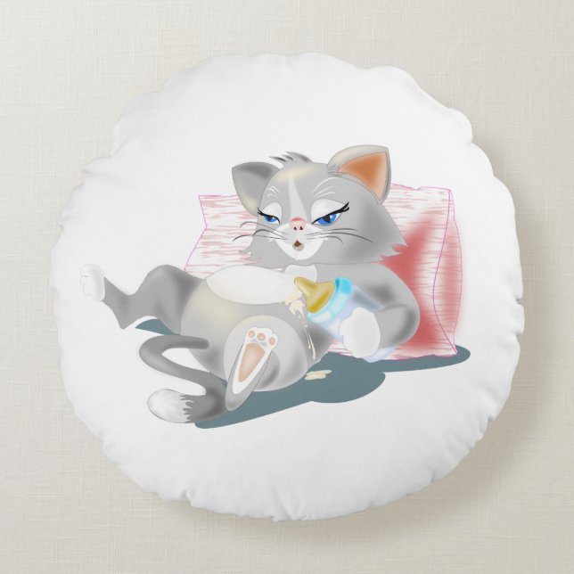 Baby Cat Round Pillow (Front)