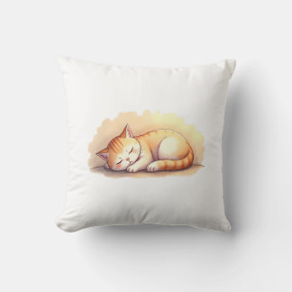 Baby Cat Sleeping Throw Pillow