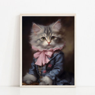 Baby Cat Vintage Portrait, Victorian Animal Portra Poster