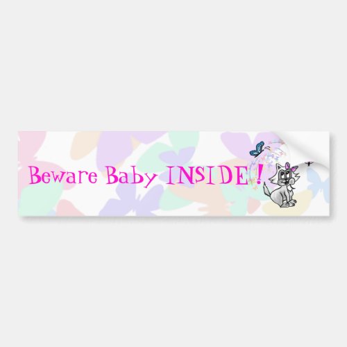 Baby cat with butterfly bumper sticker