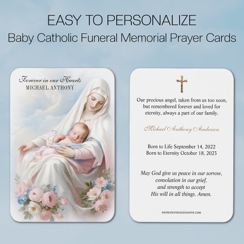 Baby Catholic Funeral Memorial Holy Card _
