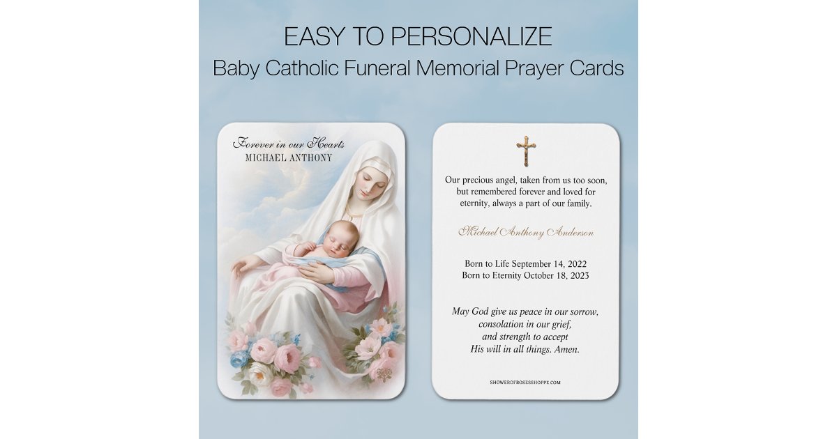 Baby Catholic Funeral Memorial Holy Card - | Zazzle