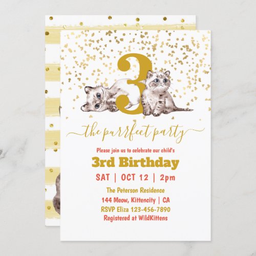 Baby Cats Perfect Party Childs Birthday Invitatio Invitation