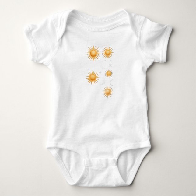 Baby Celestial Sun Moon Stars Gold Bodysuit (Front)