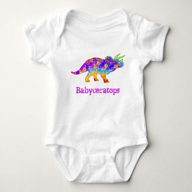 Baby ceratops Colorful Cute Triceratops Dinosaur Bodysuit (Front)