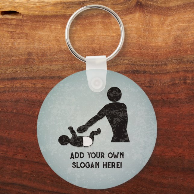 Baby Change New Daddy add funny text front & back Keychain (Front)