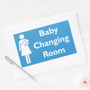 Baby Changing Room Sign with Parent and Infant  Rectangular Sticker
