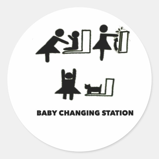 Baby Changing Station  T-Shirt Classic Round Sticker (Front)