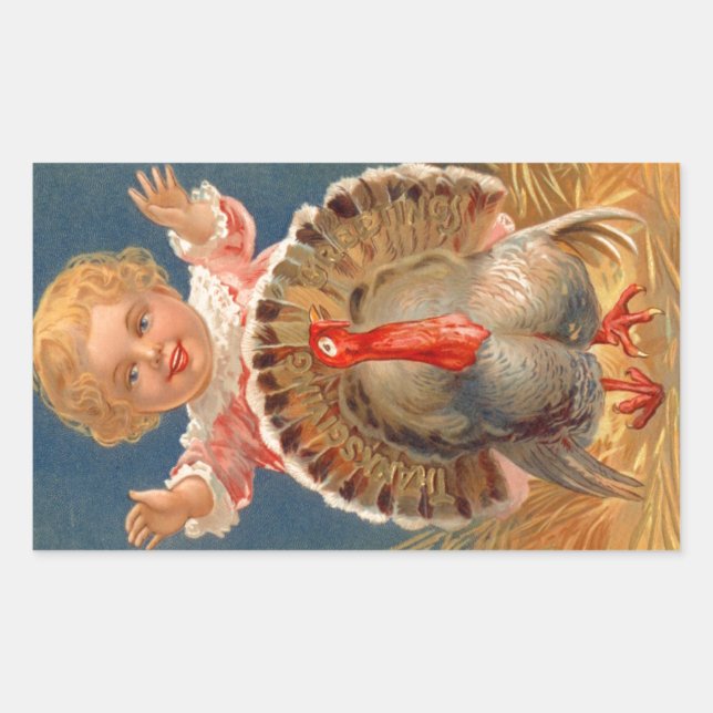 Baby Chasing Tom Turkey Vintage Sticker (Front)