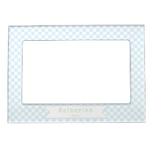 Baby Checkerboard Pastel Blue White  Magnetic Frame