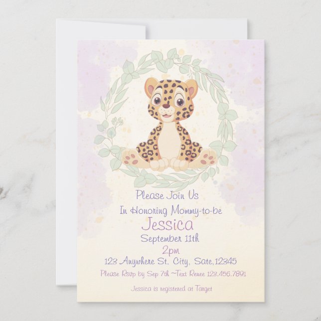 Baby Cheetah Baby Shower Invite  (Front)