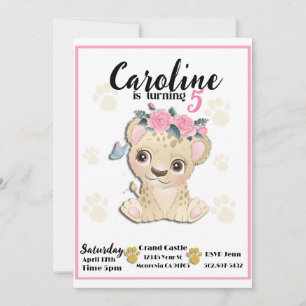 Baby Cheetah Birthday party invitation