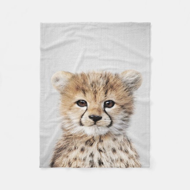 Baby Cheetah Colorful Grapic | Animal Gift Fleece Blanket (Front)