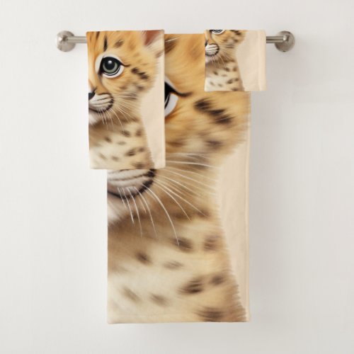 Baby Cheetah Portrait Bath Towel Set
