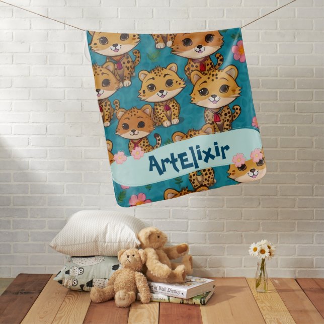 Baby Cheetah Sitting Print Blanket (In Situ)