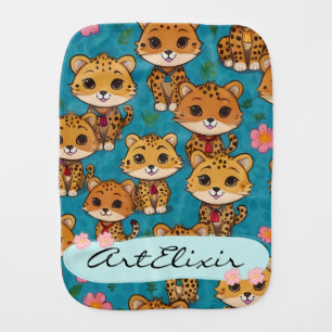 Baby Cheetah Sitting Print  Burp Cloth