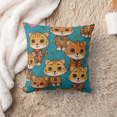 Baby Cheetah Sitting Print  Throw Pillow