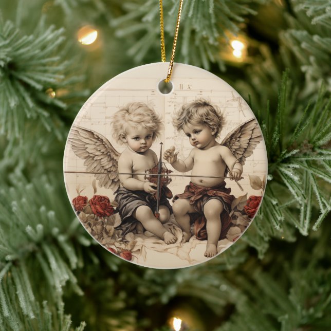Baby Cherubs  Ceramic Ornament (Tree)