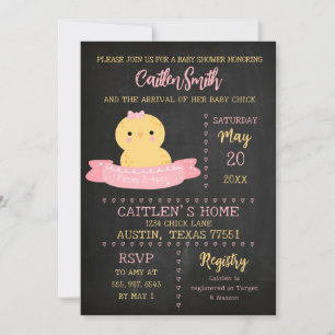 Baby Chick Baby Shower Chalkboard Invitation