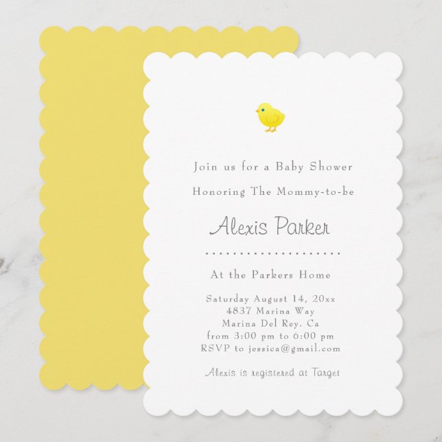 Baby Chick Baby Shower Invitation (Front/Back)