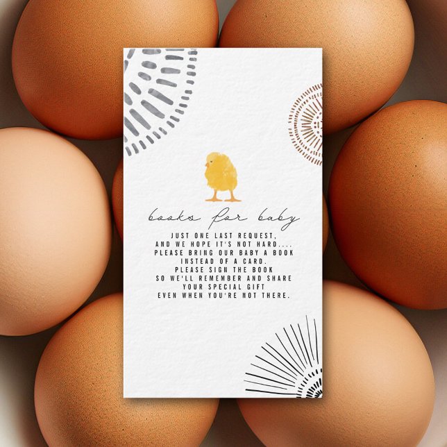 Baby Chick Boho Baby Shower Book Request Enclosure Card (Creator Uploaded)