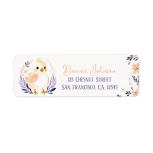 Baby Chick Boho Peach Lavender Floral Design - Label