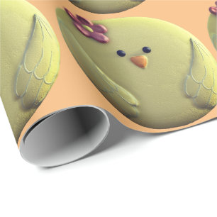 Baby chick cute yellow and pink chicken girly wrapping paper