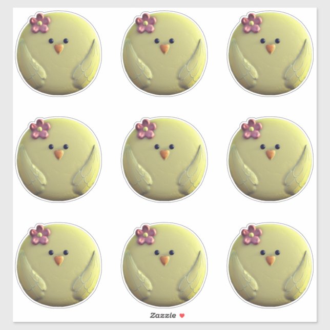 Baby chick cute yellow and pink chicken sticker (Sheet)
