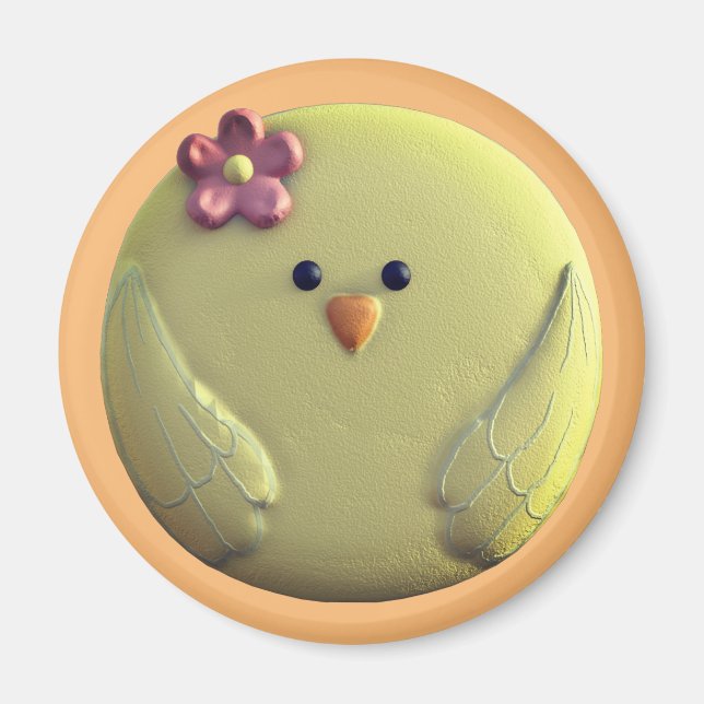 Baby chick cute yellow and pink magnet (Front)