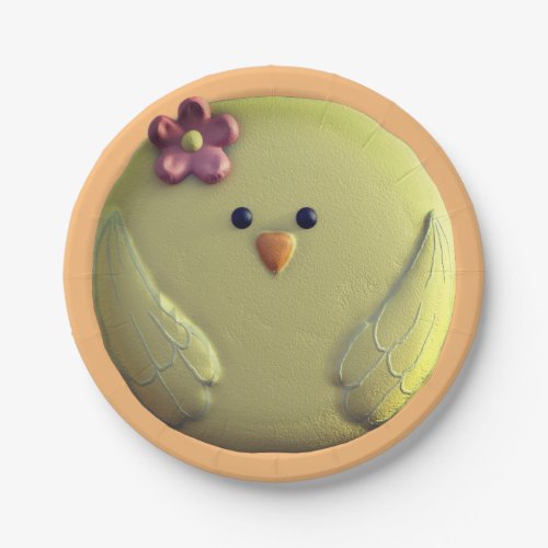 Baby chick cute yellow and pink paper plates