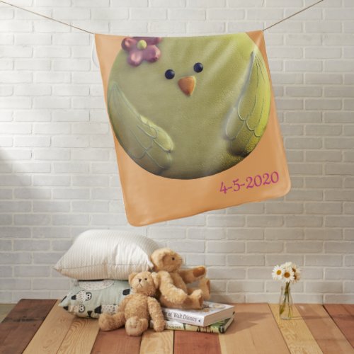 Baby chick cute yellow orange pink baby blanket