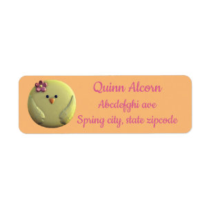 Baby chick cute yellow pink orange label